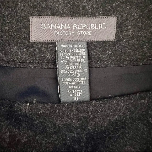 Banana Republic Wool Blend Charcoal Gray A-Line Skirt Size 10 - Picture 6 of 6